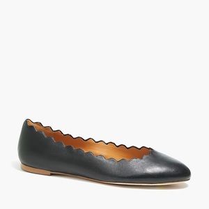 J. Crew Leather scalloped ballet flats